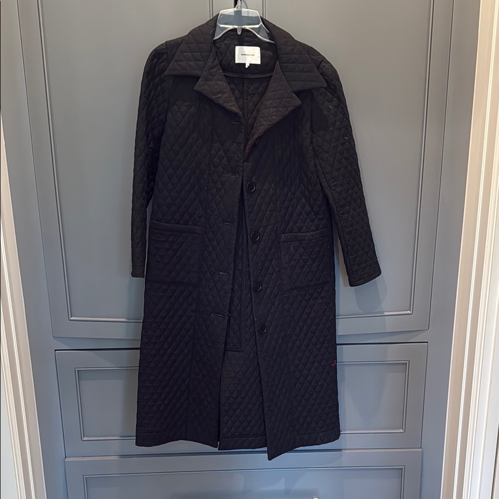 Emerson Fry Black Quilted Pea Coat EUC